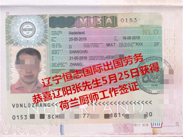 恭喜辽阳张先生获荷兰厨师工签